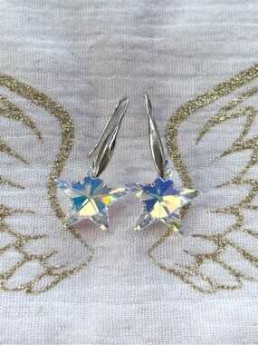 Aurora Star AB Crystal Drop Earrings - Sterling Silver